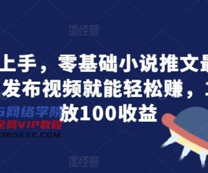 快速入门，零基础小说推文全新攻略大全，发作品就能轻轻松松赚，1W播放视频100盈利