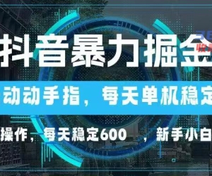 （14541期）抖音视频暴力行为掘金队，动动手就能，单机版30 ，可引流矩阵实际操作，每日平稳600 ，&#8230;