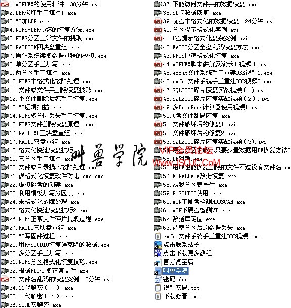 数据恢复,数据恢复软件,数据恢复教程,雨荷数据恢复教程1-63集(高清无KEY)