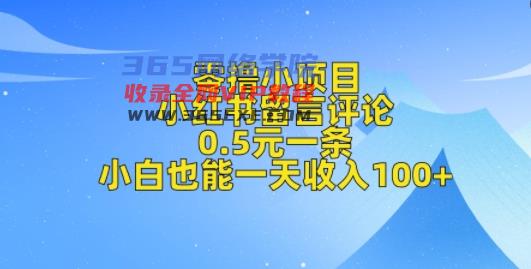 零撸小项目，小红书留言评论，0.5元一条，小白也能一天收入100+